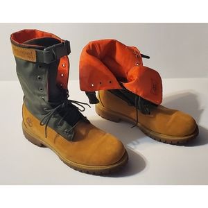 Timberland Gaiter Boots Mens Size 9.5 Mixed Media Wheat/Green/Orange